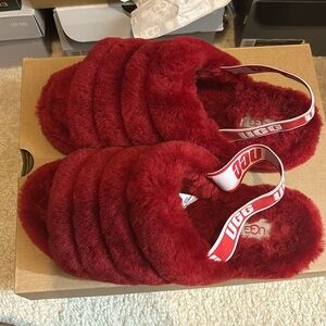 Red Ugg slides